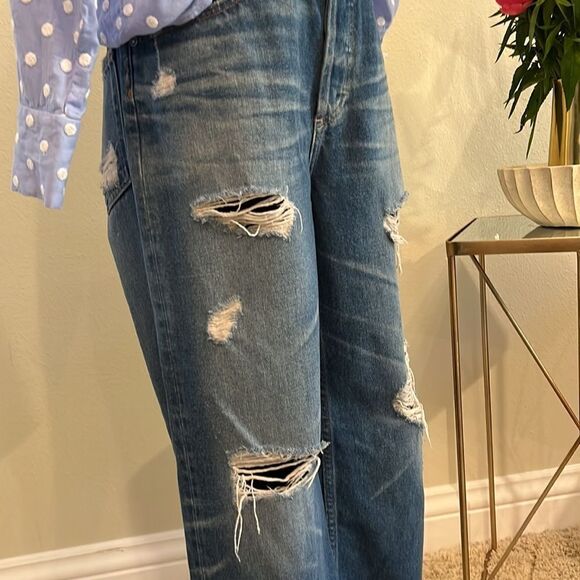AG-AGED DENIM, KNOXX HIGH RISE BAGGY BOYFRIEND JEANS. Size 26R - Picture 3 of 9